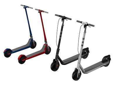 Sports Equipment Electric Scooters in Various Colors with Modern Design and Wheels 3d model