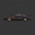 Rusty Vintage Sports Car With Red Blue Weathered Body And Custom Wheels