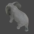 Gray Elephant With White Tusks Standing In Savanna Under Blue Sky