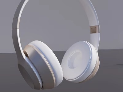 Modern Over Ear Headphones With White And Beige Sleek Design Soft Ear Cushions Comfortable Fit 3d model