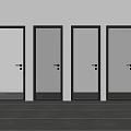 Modern Interior Doors With Various Glass Textures And Black Frames 3d model