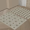 Square Rugs With Beige Base And Gold Black Square Patterns For Interior Wooden Floor