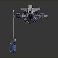 Game Movie Character Mech Robot With Blue Yellow Mechanical Armor And Long Weapon