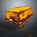Rusty Yellow Storage Box With Small Label And Curved Pipe For Daily Use 3d model