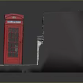 Vintage Street Scene With Red Telephone Booth Stone Building Wooden Door And Decorative Steps