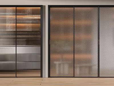 Modern Glass Sliding Doors With Metal Frame For Interior Home Space Design 3d model