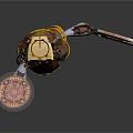 Cartoon Character With Golden Crown Brown Robe Large Sword And Gold Coins