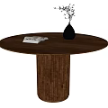 Dining Table Round Table Plant Vase Ornaments Book Coffee Table Coffee Table 3d model
