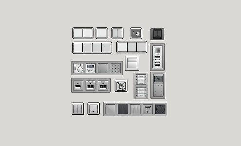 Switch socket panel combination 3d model