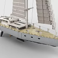 Brick Built Detailed Sailboat Model With Sails And Hull 3d model
