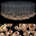 Modern Luxurious Chandelier Design With Transparent Crystal Beads And Hanging Pendants