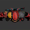Game Movie Character Wearing Red Black Armor With Blue Accents And Dual Swords