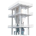Multi Level Industrial Processing Equipment with Conical Tanks Metal Frame and Platforms 3d model
