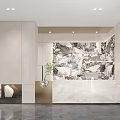 Modern Property Sales Office Interior With Building Model Large Screen And Chandelier