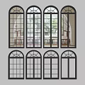 Various Arched Window Designs With Grid Patterns And Glass Styles For Home 3d model