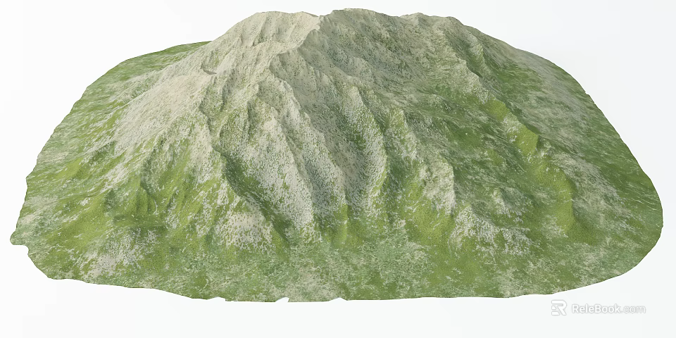 Garden Landscape Featuring Rolling Green And Gray Hills With Natural Terrain 3d model 