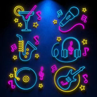 Modern decorative lights music neon lights 3d model