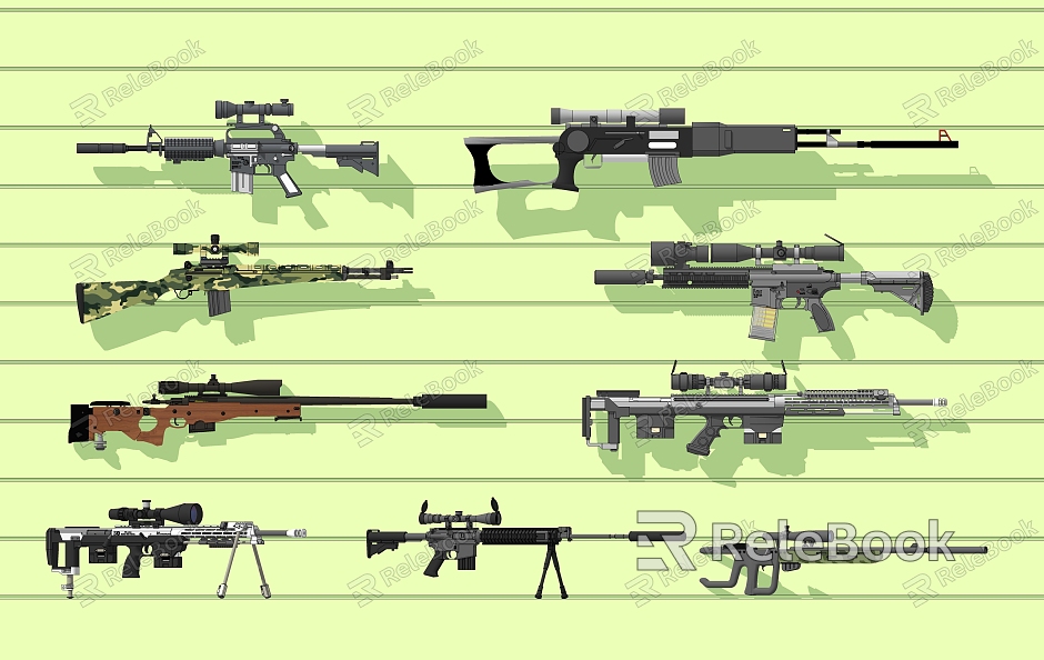 Modern Gun Firearms Weapon Machine Gun Sniper Rifle model