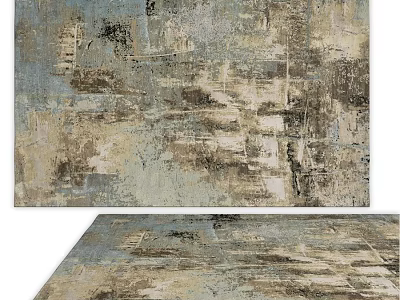 Square Rug With Abstract Textured Pattern In Beige Blue Gray Modern Design 3d model