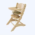Wooden Child High Chair With Natural Wood Color Backrest And Safety Belt