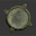 Ancient Bronze Ritual Vessel With Beast Head Handles Spiral Patterns And Three Legs