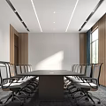 Modern Conference Room With Long Table Chairs Large Screen And Apple Logo