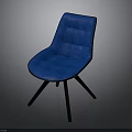 Blue Modern Padded Chair With Comfortable Curved Design And Black Legs
