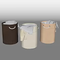 Storage Baskets In Neutral Tones With White Handles For Clothes Storage 3d model