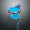 Modern Circular Water Fountain With Blue Tiered Basins And Spout Design