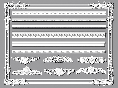 European-style plaster line carved corner flower carved line corner decorative line 3d model