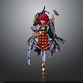 Red Haired Character Wearing Red Heart Patterned Dress With Decorative Outfit And Butterfly Creature