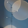 Modern Floor Lamp With Curved Metal Arms Circular Translucent Shades Casting Soft Light Patterns 3d model