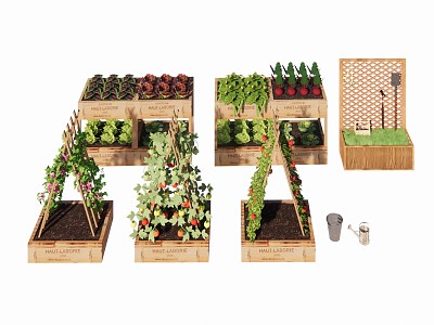 Modern vegetable field flower box courtyard sketch vegetable planting utensils hydroponic utensils 3d model