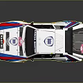 White Martini Racing Car Model With Number 7 And Red Blue Stripes