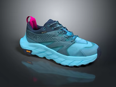 Blue And Light Blue Running Shoes With Mesh Upper Pink Tongue And Cushioned Sole 3d model