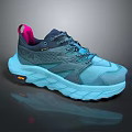 Blue And Light Blue Running Shoes With Mesh Upper Pink Tongue And Cushioned Sole