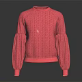 Pink Puffed Sleeve Round Neck Sweater Stylish Casual Winter Wear