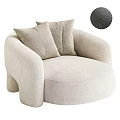 Modern Beige Lounge Chair With Soft Fabric Curved Arms And Comfortable Cushions