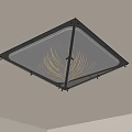 Modern Square Frame Ceiling Light With White Feather Shaped LED Strips Mounted On Beige Ceiling 3d model
