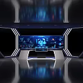 Futuristic Hi Tech Control Center With Large Blue Display And Interactive Data Interfaces 3d model