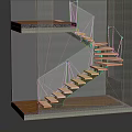 Modern Spiral Staircase With Glass Railing And Light Wood Steps In Interior Space
