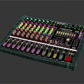 Professional Audio Mixing Console With Colorful Knobs Faders And Control Buttons