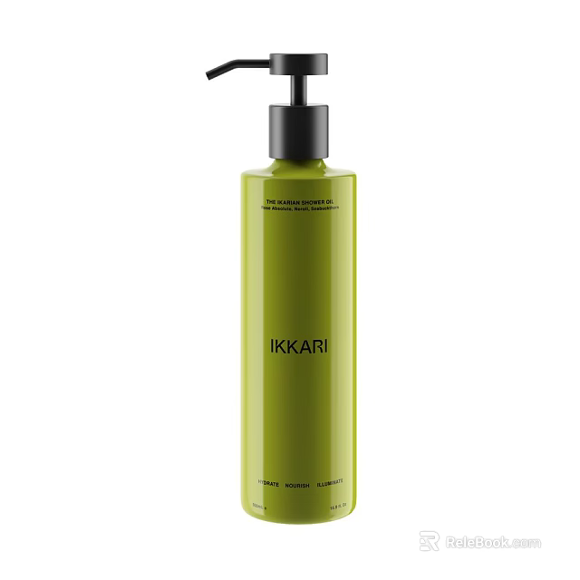Modern Bathroom Accessories Green IKKARI Bottle With Black Pump Dispenser For Liquid Soap 3d model 