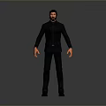 3D Model of Man Wearing Gray Suit in Standing Pose on Gradient Background