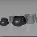 Modern Kitchen Electrical Appliances Featuring Multiple Pots With Lids On Reflective Surface
