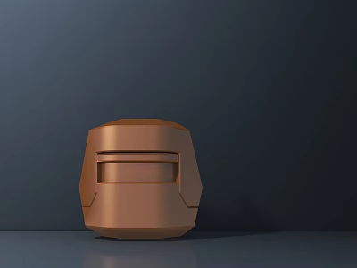 Copper Colored Public Facility With Rectangular Structure Square Top And Front Opening In Dark Background 3d model