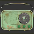 Vintage Green Retro Radio With Classic Design Metal Handle And Round Knobs