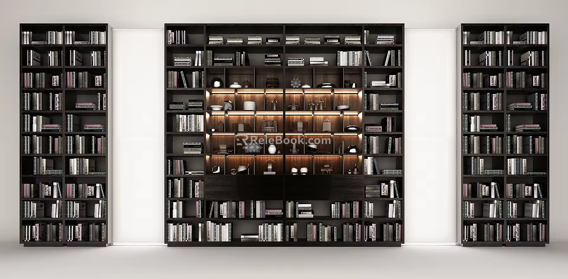 Modern bookcase bookshelf combination 3d model