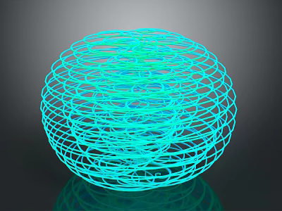Abstract Spiral Sphere Artwork With Blue Green Lines And Reflective Surface 3d model
