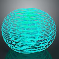 Abstract Spiral Sphere Artwork With Blue Green Lines And Reflective Surface 3d model